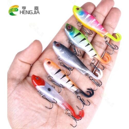 HENGJIA Double Tail Fishing Lure VIB Ice Fishing Lure Soft Lead Bait 7cm 12g Isca Artificial Bait Wobber Sinking Fishing Lure