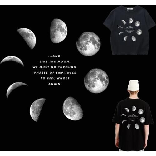 Hippie Moon Patch Stickers Iron on Transfers for Clothing Stripes DIY Thermo Heat Transfer Applique Ironing Patches For Clothes