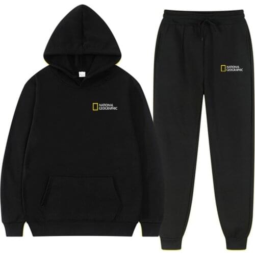 National Geographic Hoodie Multicolor Clothes Pants Two-piece Mens/Womens Sportswear Gym Hoodie + Sweatpants Jogging Sweatshir