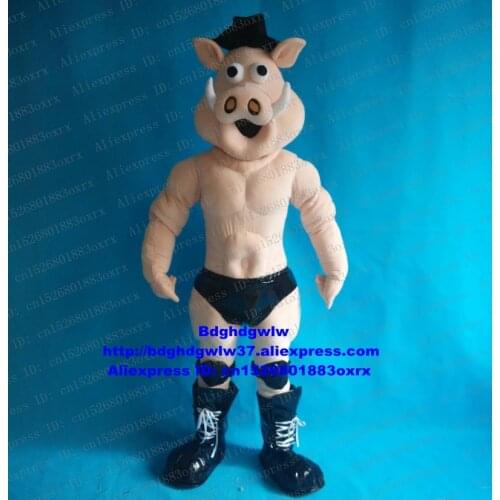 Strong Muscle Pig Mascot Costume Adult Cartoon Character Outfit Suit Corporate Image Film Theatrical Performances zx1194