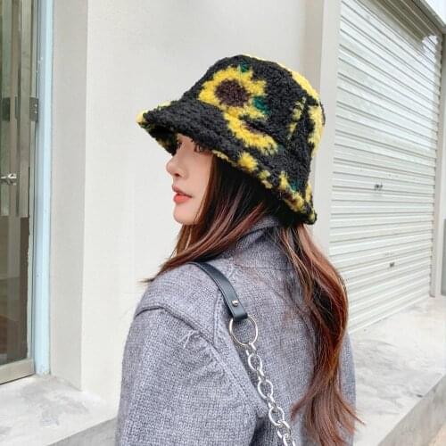 Fashion Adjustable Imitation Lamb Wool Bucket Hat Autumn Winter Warm Hat Trendy Lady Fisherman Keep Outdoor Cap For Women C R7B0