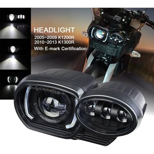 Motorcycle Led Headlight Light adjusted with DRL Headlamp Assembly with E Certificate for BMW K1200R 2005~2009 K1300R 2010~2013