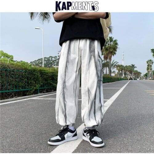 KAPMENTS Men Harajuku Wide Leg Baggy Sweatpants 2021 Mens Japanese Streetwear Causal Joggers Pants Male Vintage Kpop Funny Pants