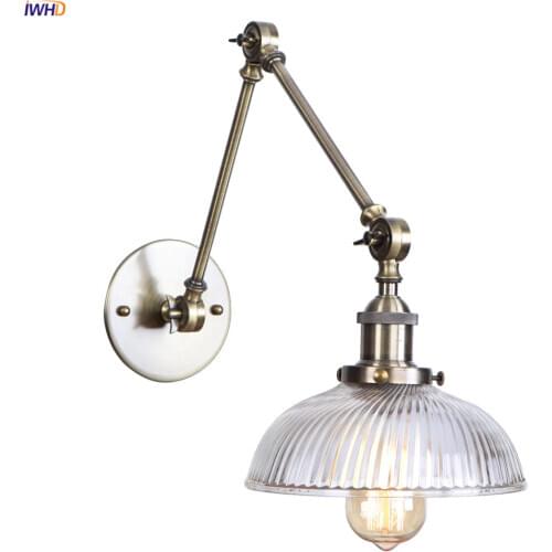 IWHD Industrial Decor Vintage Wall Lamp Bedroom Mirror Cafe Stair Light Loft Glass Retro Wall Lights Aplique Pared Lighting LED
