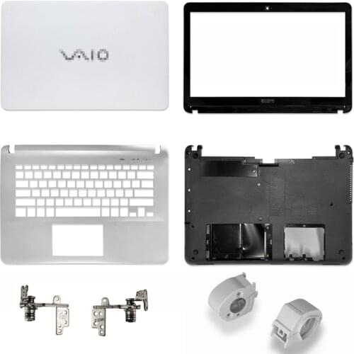 NEW Laptop LCD Back Cover/Front Bezel/Hinges/Plamrest/Bottom Case For SVF142 SVF143 SVF14326SC SVF143A1QT Series No Touch White