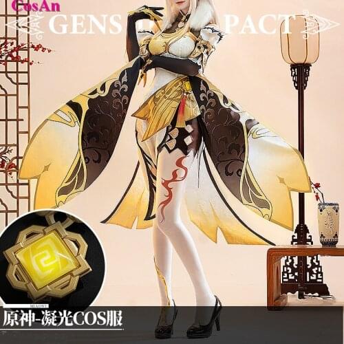 New Game Genshin Impact Ningguang Cosplay Costume Sweet Gorgeous Uniform Dress Female Activity Party Role Play Clothing S-L Hot