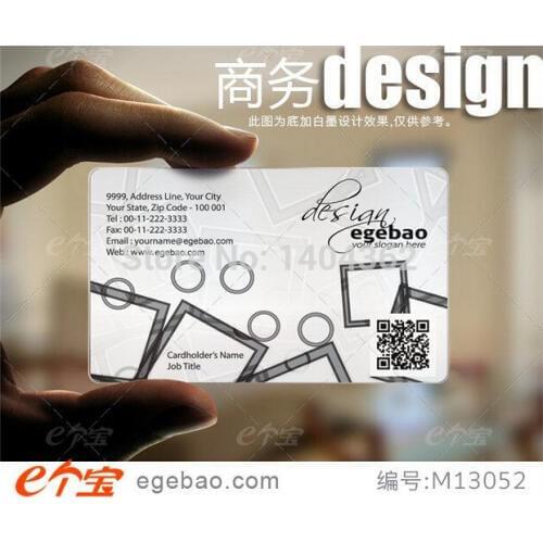 One faced printing Custom visit card business cards transparent /White ink PVC Business Card printing 500 Pcs/lot NO.2029