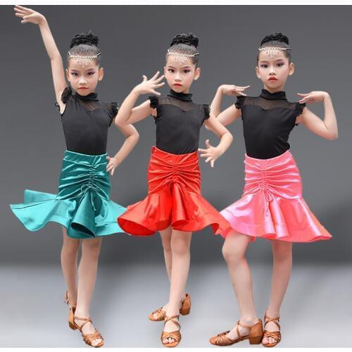 Ballroom latin dresses dance dress for girls salsa dress kids rumba 2018 children spandex samba skirt tango competition clothes