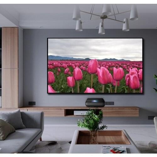 8K 4K Ultra HD Ready Ceiling and Ambient Light Rejecting CLR/ALR Fixed Frame Projector Screen For Ultra-Short Throw Projectors