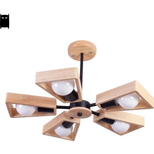 Oak Wood Black White Iron Branch Ceiling Light Fixture Modern Nordic Japanese Korean Lustre Luminaria Bedroom Dining Study Room