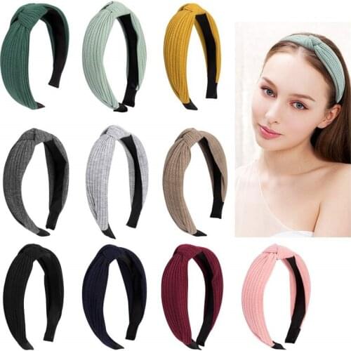 1PC Knot Headbands Women Girls Hairband Cloth Solid Color Headdress Fashion Elastic Headwear Wide Braided Hair Accessories