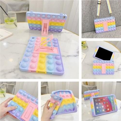 Relive Stress Fidget Toys Bubble Silicone Case for Samsung Galaxy Tab A 8.0" Tablet Case T290 T295 T297 2019 Cover + Straps