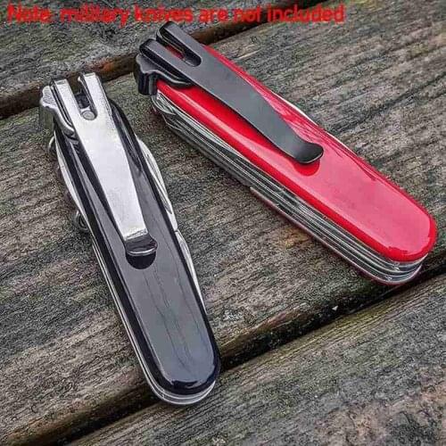 Folding Knife Back Clip Steel Deep Carry Pocket Waist Clamp Replacement for 91Mm Swiss Army Repair Tool Parts Knife clip