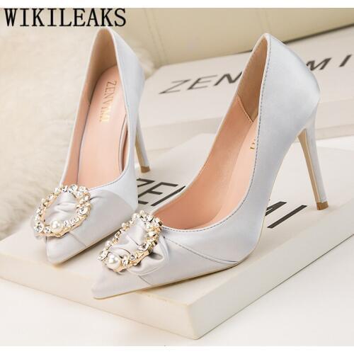 Evening Shoes Crystal Heels Women Pumps Dress Shoes Women Elegant Shoes Rhinestone Heels Women Wedding Shoes Tacones Mujer Modis