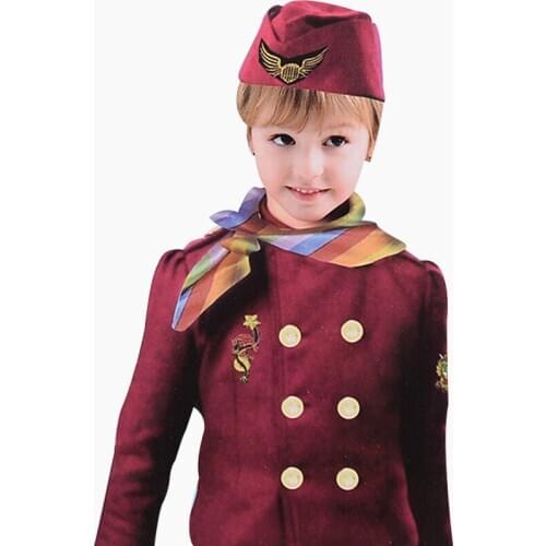 Girl Stewardess Cosplay Uniform Air Hostesss Red Dresses Fairy Deguisement For Carnaval Childs Halloween Cosplay Costumes