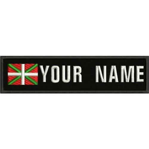Basque Flag 10X2.5cm Embroidery Custom Name Text Patch Stripes badge Iron On Or Velcro Backing Patches For Clothes Backpack Hat