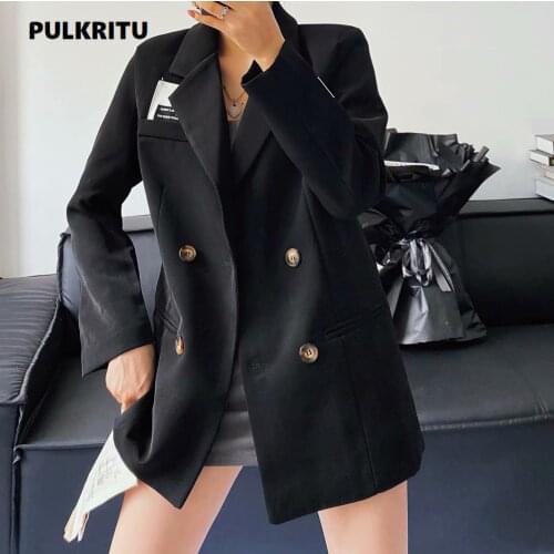 Pulkritu Women Letter Splicing Button Up Long Sleeve Autumn Spring Blazer Tops