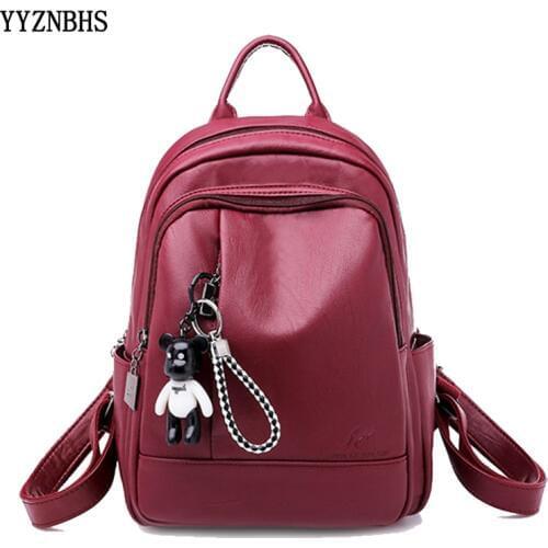Brand Women Leather Backpacks Vintage Female Shoulder Bag Travel Backpack Ladies Bagpack Mochilas School Bags For Girl Sac a Dos