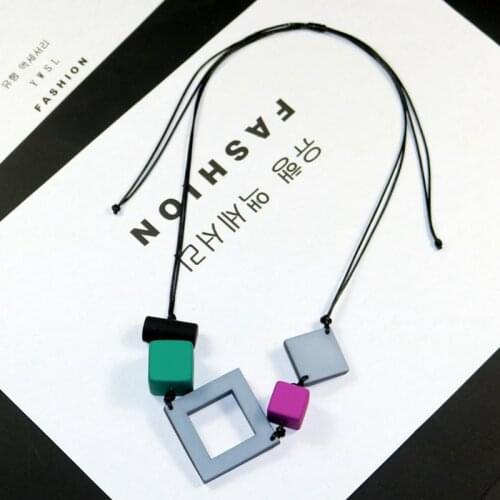 Autumn and Winter 2019 New Square Square Round Matt Colour Colour Colouring Length Adjustable Necklace Womens Fashion Hundred S