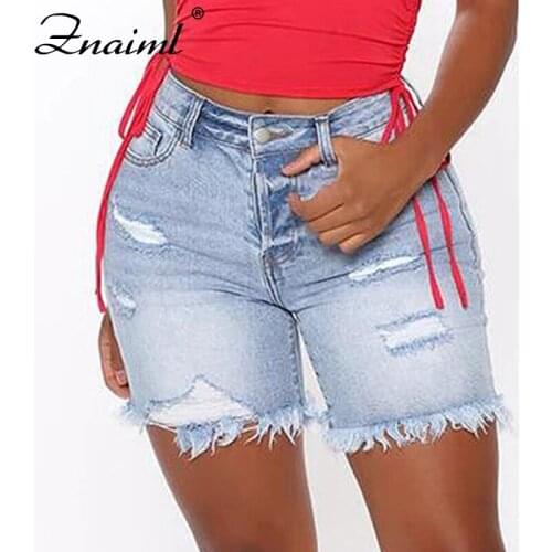 Znaiml Streetwear High Waist Straight Denim Shorts For Women 2021 Ripped Jean Shorts Woman Summer Euro Style Slim Short Shorts