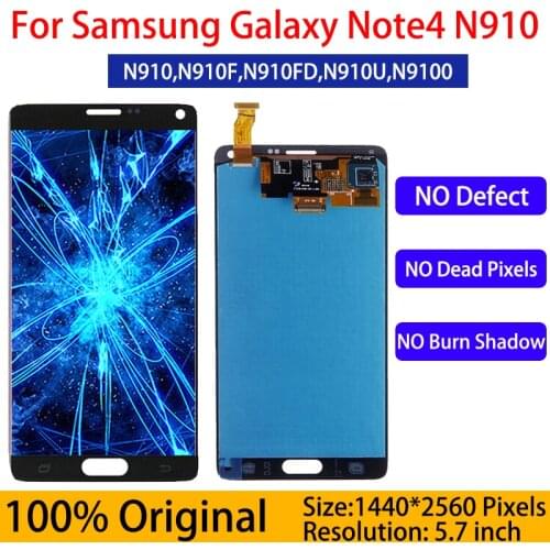 ORIGINAL 5.7'' Burn Shadow LCD Replacement For SAMSUNG Galaxy Note 4 Note4 N910 N910A N910F LCD Display Touch Screen Digitizer