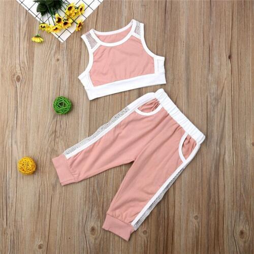 Toddler Girls Summer free shipping clothes pocket Geometry Pants round neck sleeveless pullover vest 2pc kids Baby Outfits