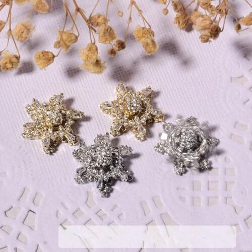 1 Pcs Rotatable Luxury Zircon Snowflake 3D Nail Art Rhinestone Decoration Diamond Crystal Spin Jewelry Manicure Design Accessory