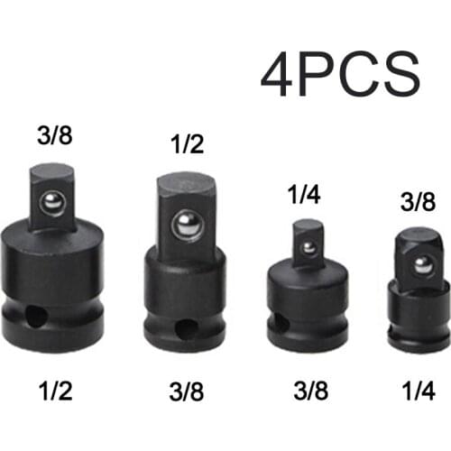 4pcs Male Female 1/4 3/8 1/2 Inch Steel Air Impact Adapter Converter Socket Set Reducer Drive Square Hole Square Head