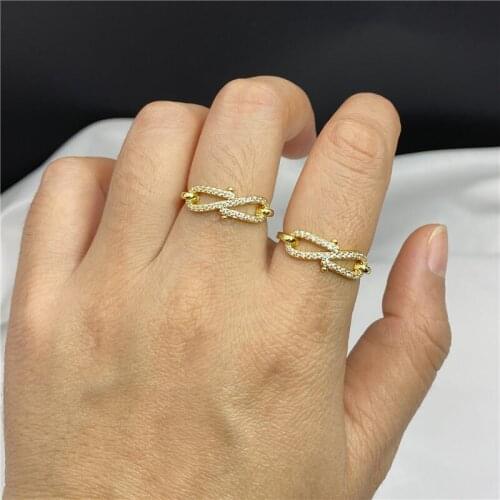 5pcs/lot Pave Cubic Zirconia Lady Rings Adjustable Ring Female Jewelry