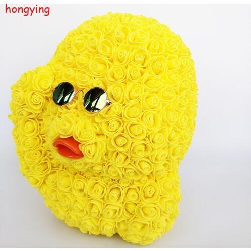 Rose flower Yellow duck 32 cm artificial flowers fake flowers flores artificiakes diy decoration rose bear wedding gift
