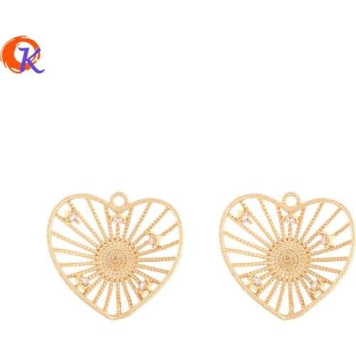 Cordial Design 20Pcs 19*20MM Jewelry Accessories/CZ Charms/Heart Shape/Genuine Gold Plating/Hand Made/DIY Parts/Earrings Making