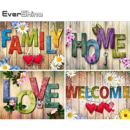 Evershine 5D Diamond Painting Text DIY Cross Stitch Scenery Diamond Embroidery Home Rhinestone Mosaic Love Home Decoration Art