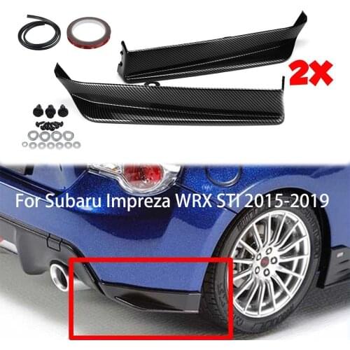 2PCS Carbon Fiber Look Car Rear Bumper Lip Aprons Spats Splitters Diffuser Canard Protector For Subaru Impreza WRX STI 2015-2019