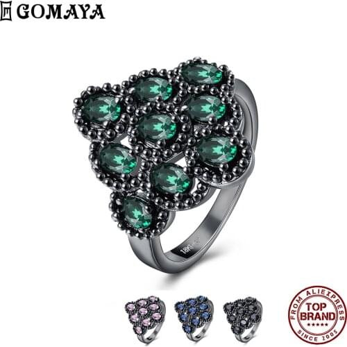 GOMAYA Oval Pave Inlay Square Clear Zircon Women Rings Unique Design Trendy Ring Festival Anniversary Jewelry Gift For Friend