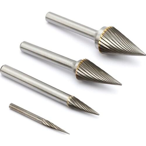 Noreturn 1pcs Rotary file Carbide Rotary File for Tungsten Steel Single Groove M Type Tapered Pointed File Size3-20mm