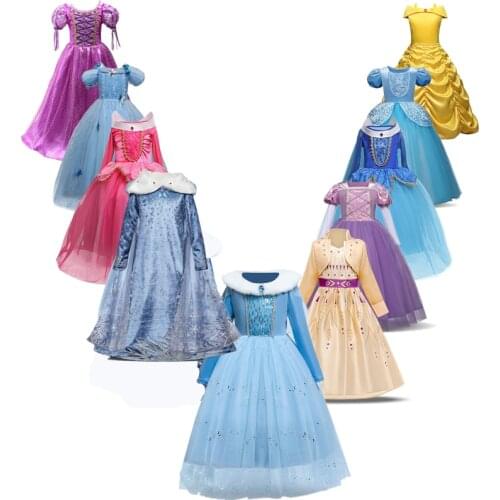 Girls Costume Princess Dress Cosplay Party Dress Up Kids Halloween Carnival Disguise Children Clothes
