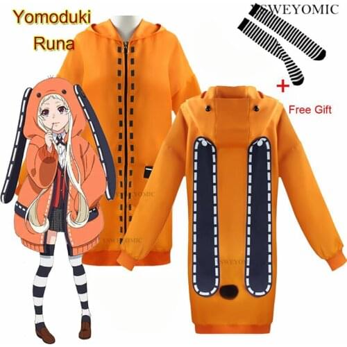 Anime Cosplay Costume Clothings Anime Yomoduki Runa Cosplay Costume For Girls Women Orange Hoodies Zip Jacket Coat XS-XXL size