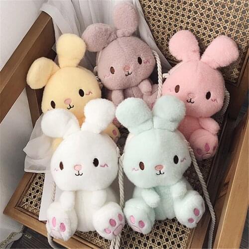 1pc Creative Cartoon Bunny Plush Bag Little Rabbit Girl Shoulder Bag Mobile Phone Bag Personality Crossbody Bag