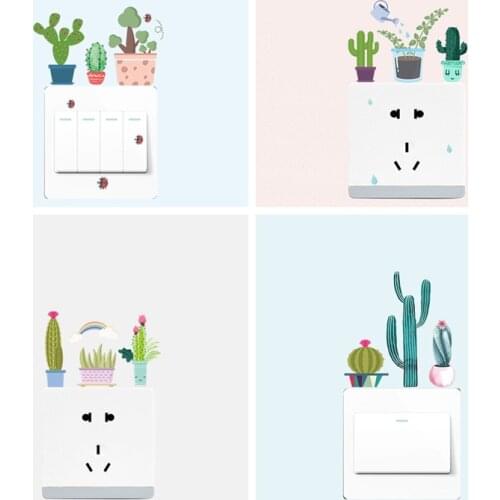 Creative Succulent Plants Cactus Switch Stickers For Home Decoration Kids Room Wall Mural Art Diy Funny 3d Pvc Posters
