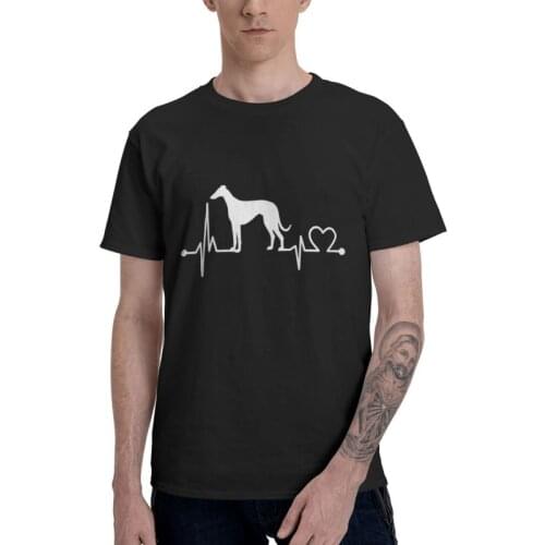 Mens Greyhound Heartbeat T-Shirt Novelty Funny Love Dog Pet Tshirt Short Sleeve Hip Hop T Shirt Homme Cotton Tee Tops Gift