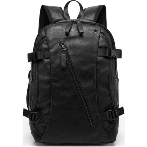 External USB Charge High Quality Practical PU Leather Mens Backpack Famous Brand School Travel Backpack Vintage Men Business