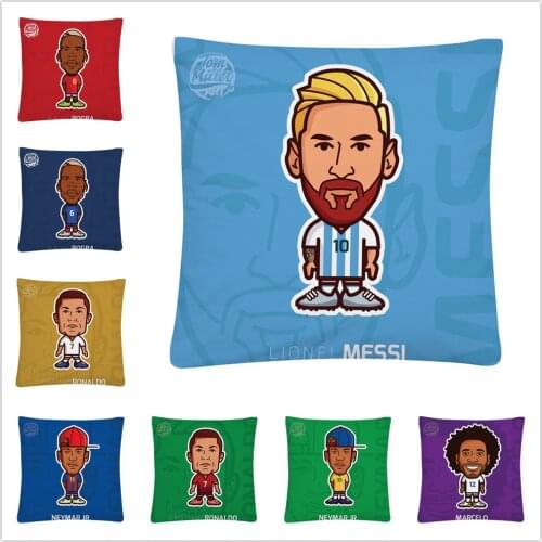 Football Basketball Star Cartoon Pattern Soft Short Plush Cushion Cover Pillowcase Home Sofa Car Decoration Pillowcase45X45 Cm