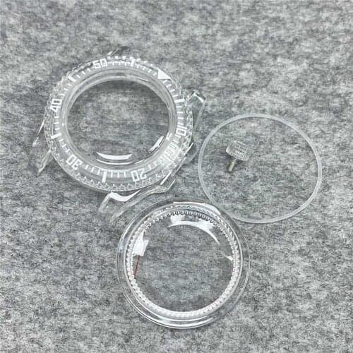 Watch Case Kits 40mm SUB Transparent Plastic Watch Case Kits for NH35/NH36 Watch Movement Repair Part