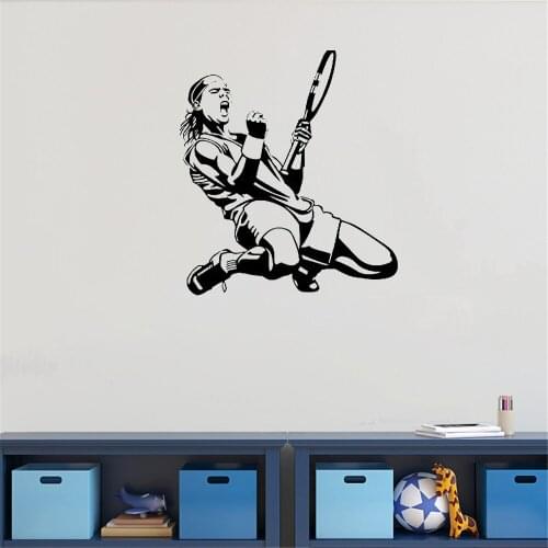 Tennis Player Wall Sticker Tennis Sports Wall Decal Sports Home Decor Tennis Silhouette Vinyl Revocable Mural dw10842