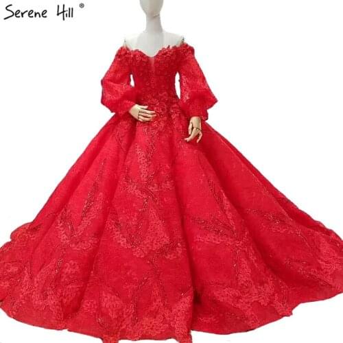 Red New High-end Sweetheart Sexy Wedding Dresses 2020 Flowers Pearls Luxury Long Sleeve Sexy Bride Gowns Real Photo