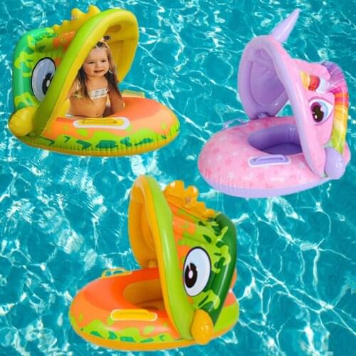 Infant Swimming Rings Float Inflatable Adjustable Sunshade Seat Ring Summer Baby Childrens Safety Swimming Rings Fun Pool Toys