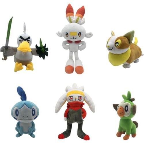 20-38CM Pokemon Sword And Sheild Plush Toy Sobble Grookey Scorbunny Yamper Figure Dolls Stuffed Soft Toys Kids Gift