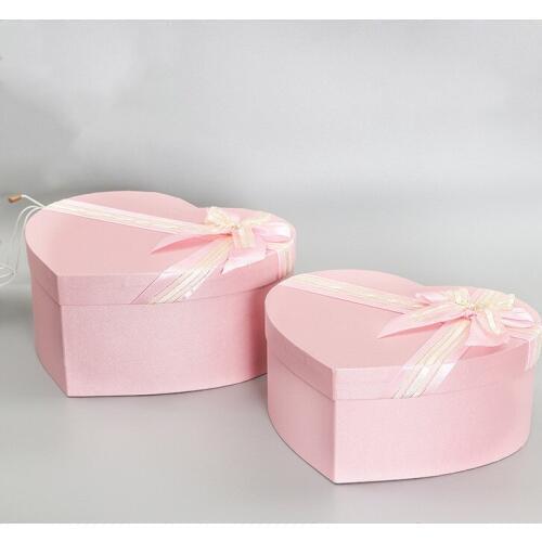 Heart shaped Gift Box Flower Silk Scarf Hand Bow knot