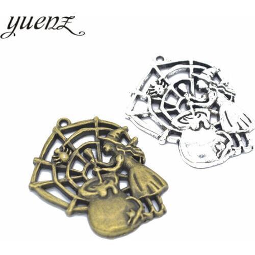 YuenZ 2pcs 2 color Antique Silver color Witch Charms Zinc alloy Pendant Jewelry DIY Necklace earring 40*32mm I129
