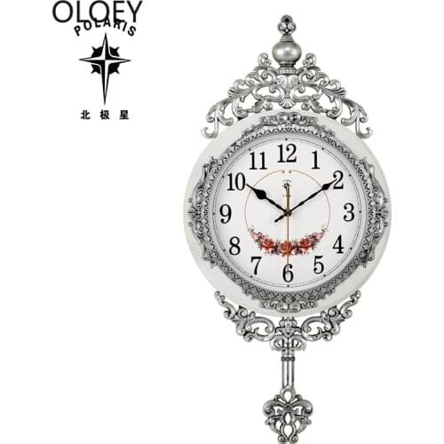 Luxury Large Wall Clock Pendulum Vintage Silent Clock Wall Decor Living Room Retro Metal Shabby Chic Reloj De Pared Wall Clocks